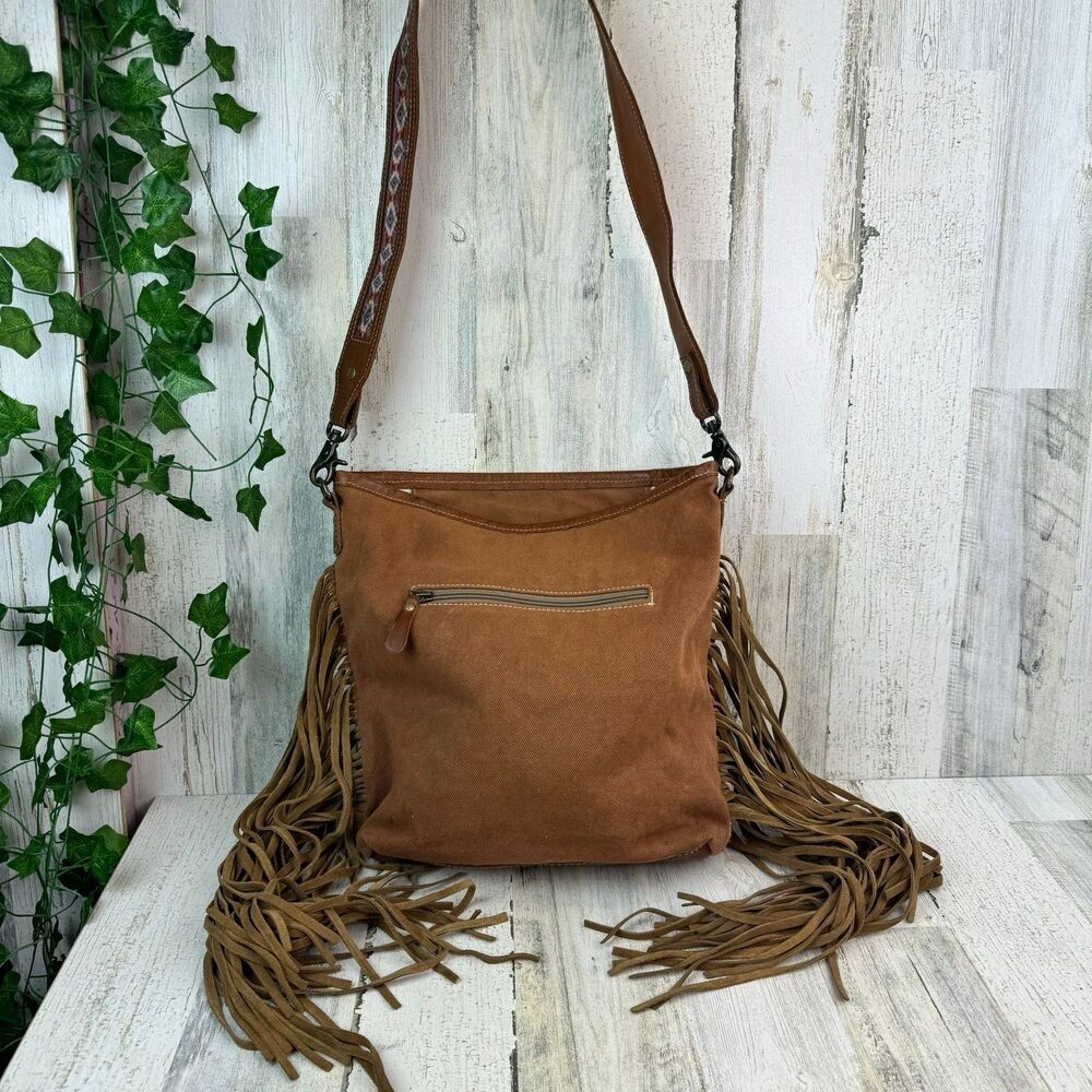Myra Bag Mojave Paisley Fringed Western Hand Crossbody Tooled Bag - Picture 5 of 12